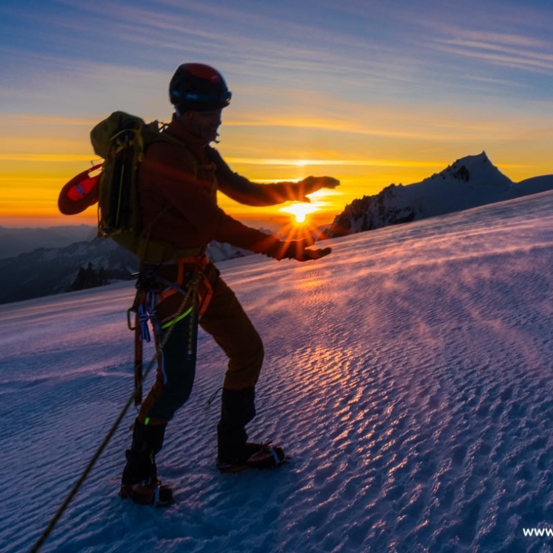 Auf den höchsten Berg der Alpen, von Italien: Aig. Grises Route auf den Mont Blanc 4810 m