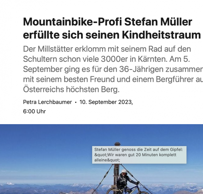 „Jo, mir san mit’m Radl do “ am Großglockner 3798m