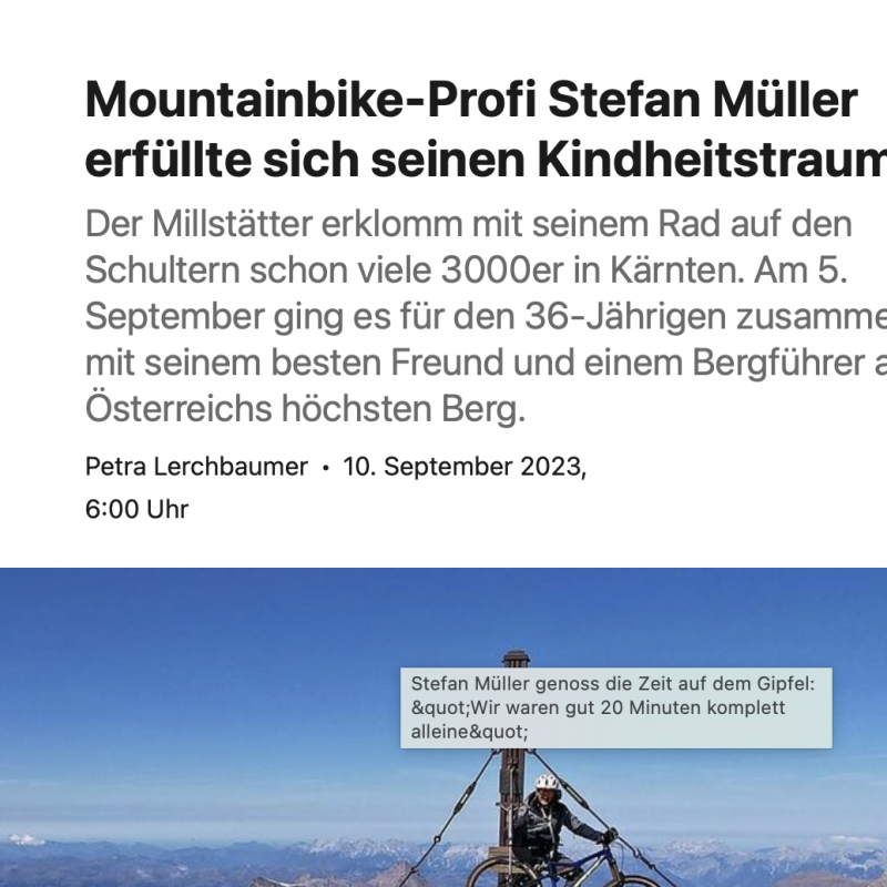 „Jo, mir san mit’m Radl do “ am Großglockner 3798m