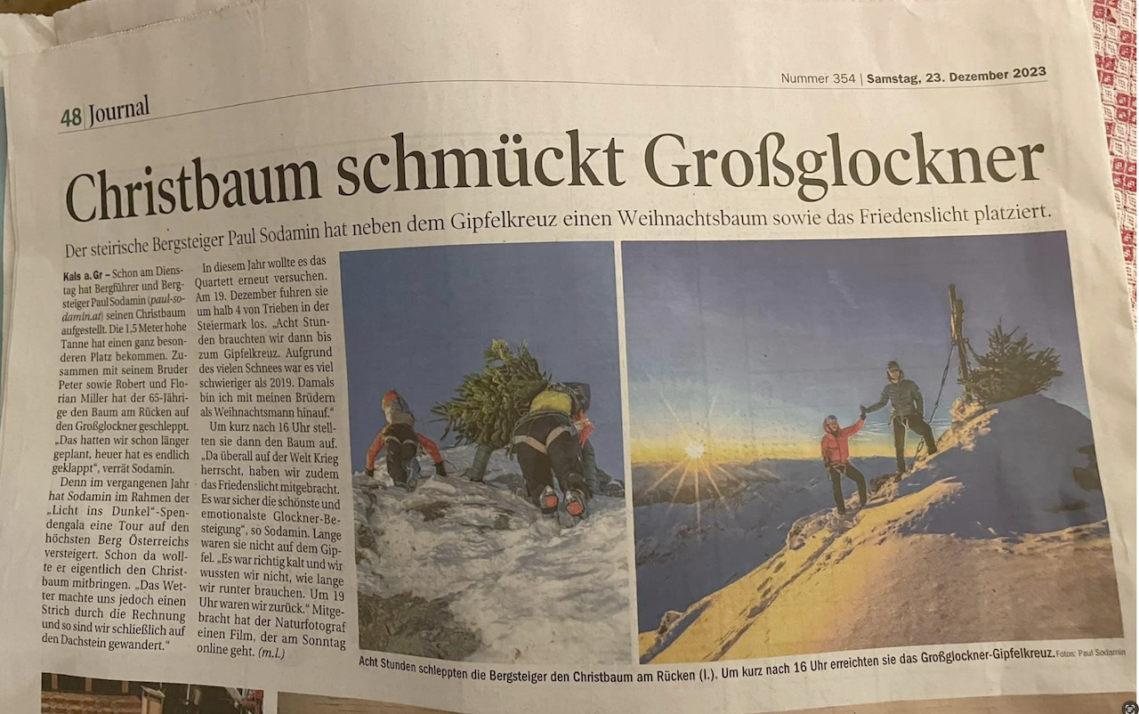 Christbaum schmückt Großglockner