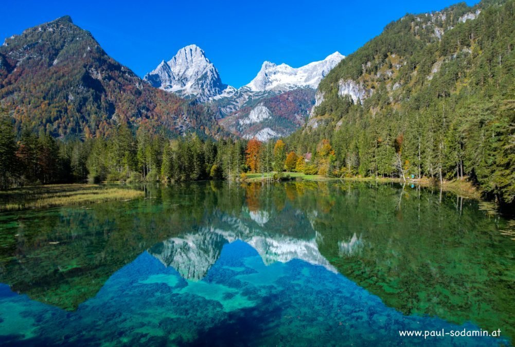 Herbst am Schiederweiher von der Vogelperspektive