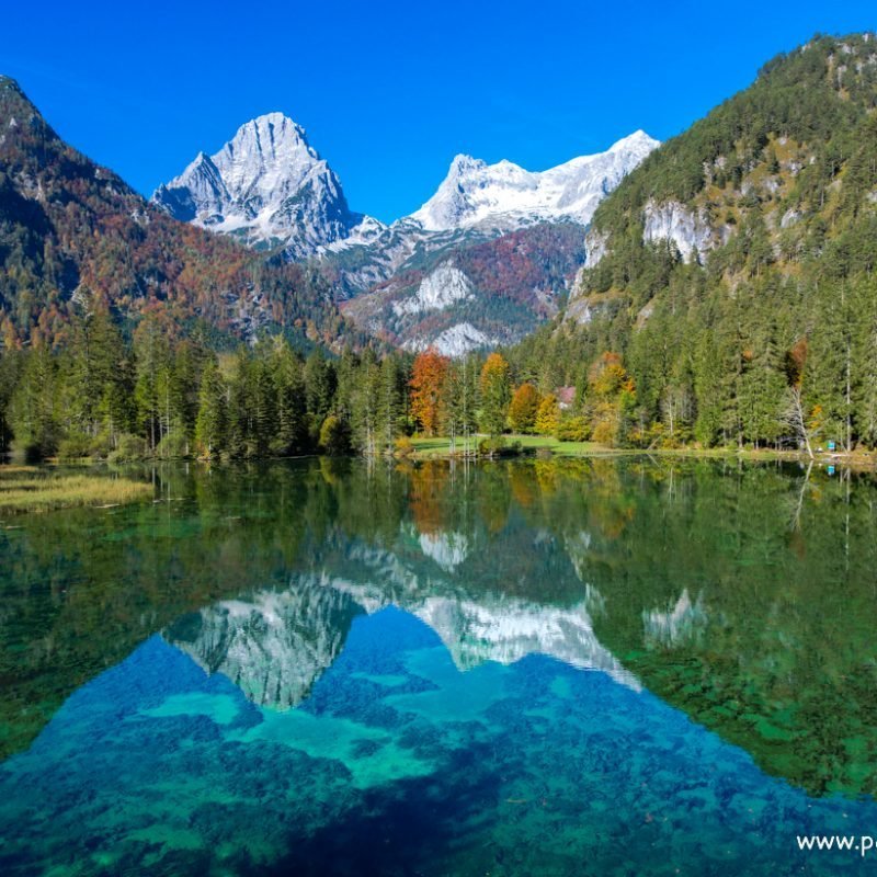 Herbst am Schiederweiher von der Vogelperspektive